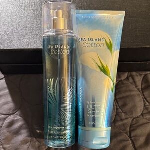 Bath & Body Works Sea Island Cotton Fragrance Mist and Body Cream Set like new